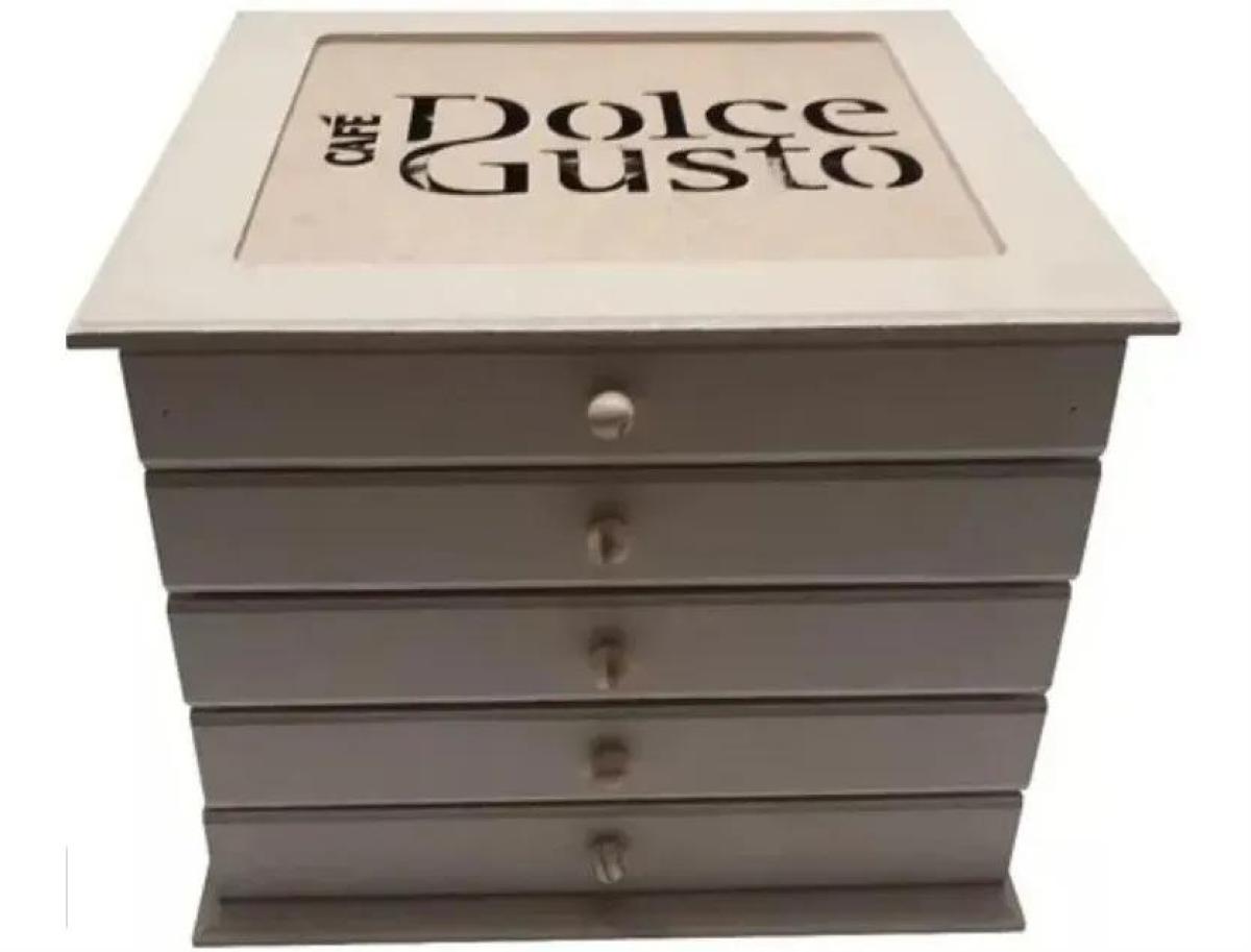 CAIXA PORTA CÁPSULA C/05 GAVETAS DOLCE GUSTO MDF CRÚ