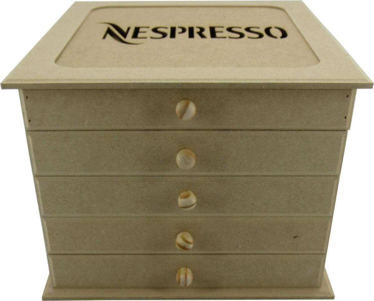 CAIXA PORTA CÁPSULA C/05 GAVETAS NESPRESSO MDF CRÚ