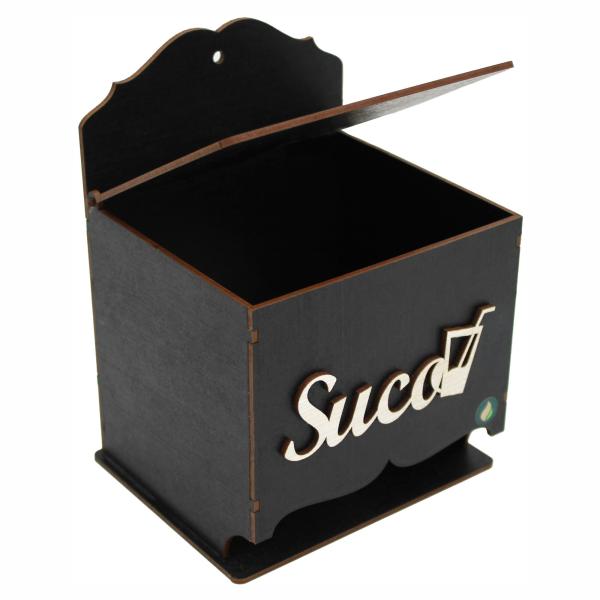 Caixa Porta Suco Pintado 14X12X18,5CM Mdf Crú