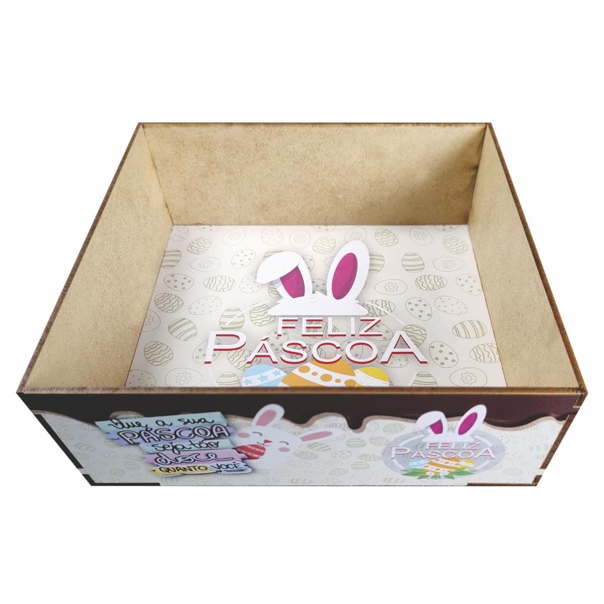 Caixa quadrada feliz pascoa creme 20x20x7 Cm