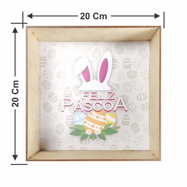 Caixa quadrada feliz pascoa creme 20x20x7 Cm