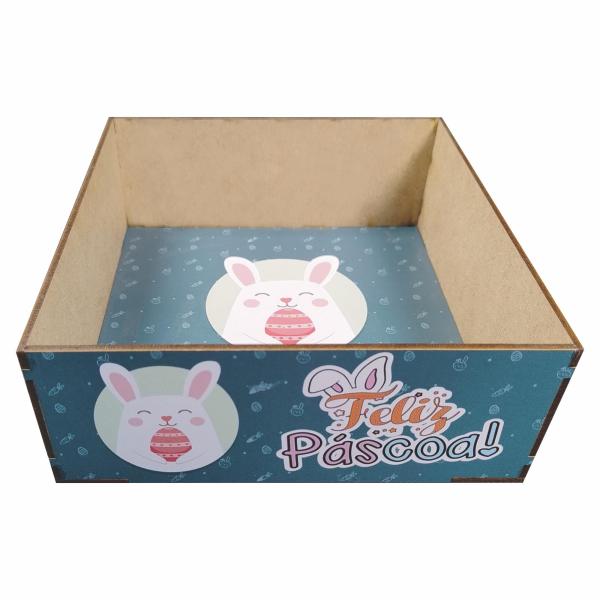 Caixa quadrada feliz páscoa verde 20x20x7 Cm