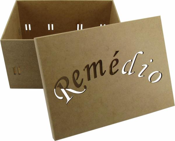 CAIXA REMEDIO PASSA FITA 3MM 25X18X14CM MDF CRÚ