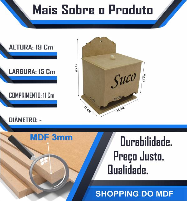 CAIXA SUCO EM PE 14X12X18,5CM Mdf Crú