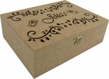 Caixa Vazada Joias Borboleta Estrelinha 25X19X7,5CM Mdf Crú