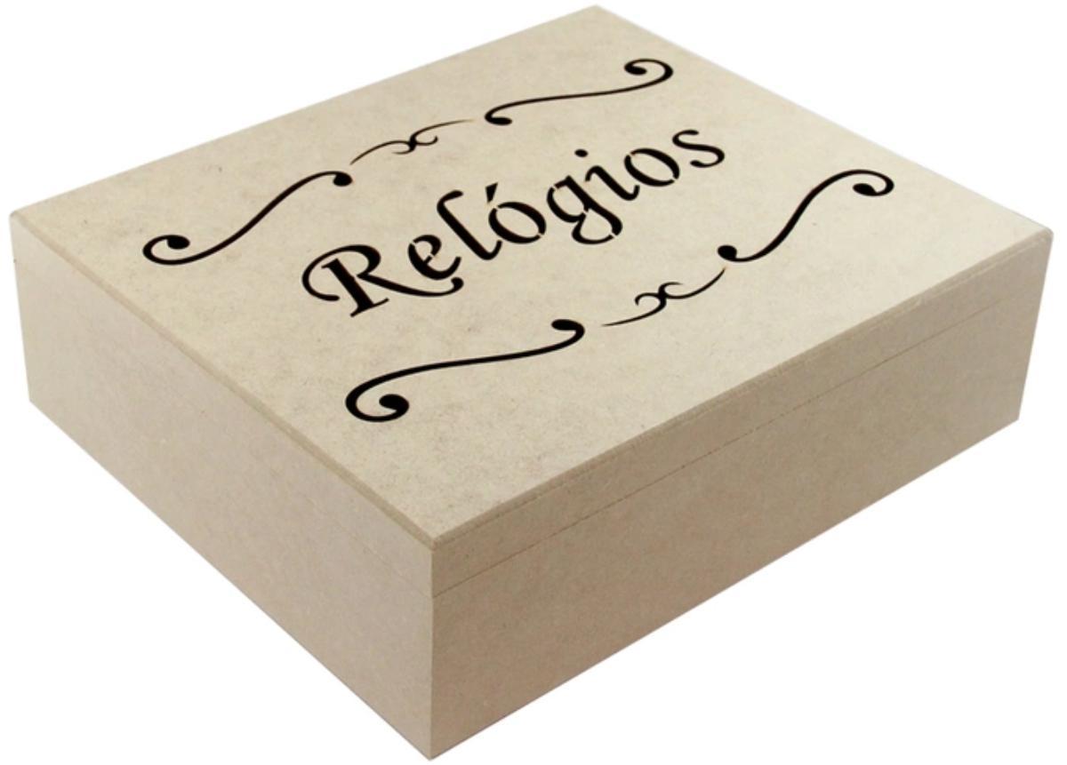 Caixa Vazada Relógio 12Div. 32x27x9,5cm Mdf Crú