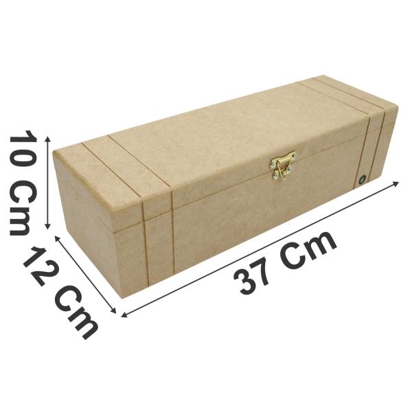 Caixa Vinho Dobradiça 37x12x10cm Mdf Cru