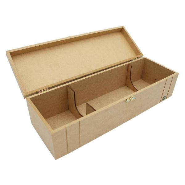 Caixa Vinho Dobradiça 37x12x10cm Mdf Cru