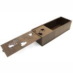 Caixa de Vinho MDF 37x13x9 com Tampa de Correr a Laser Madeira Nogueira - Envio Rápido