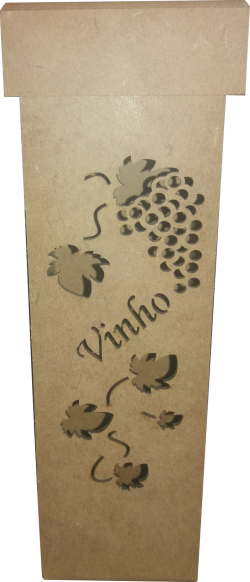 Caixa vinho uva grande 10x10x35cm mdf crú