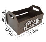 Caixote Laser Pintado com aplique Feliz Natal Médio - Marrom