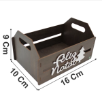 Caixote Laser Pintado com aplique Feliz Natal Pequeno - Marrom