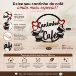 Cantinho do Café Placa Decorativa MDF Base de Pinus Enfeite Mesa Cozinha Gourmet Corações e xícaras