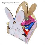 Cesto caixote coelho - rosa - com alça personalizado