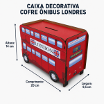 Cofre Decorativo MDF Ônibus London Vermelho - Cofrinho Porta Moedas Criativo Presente