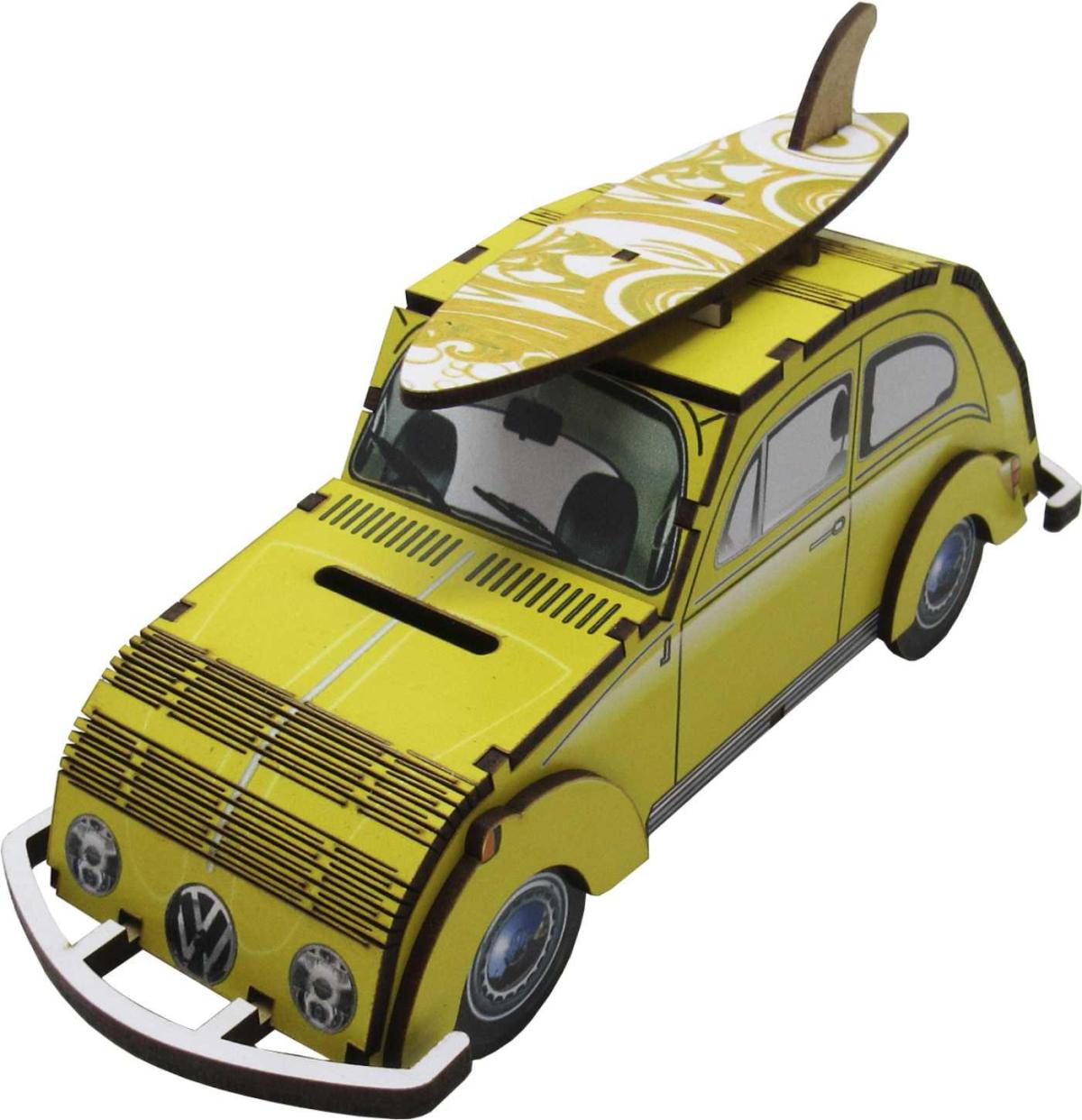 Cofre Fusca Adesivado Amarelo Mdf