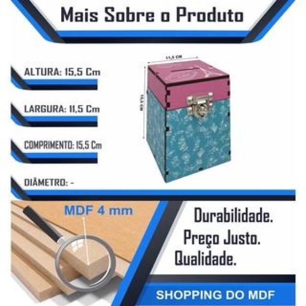 Cofre urna adesivado Modelo Azul e rosa Mdf