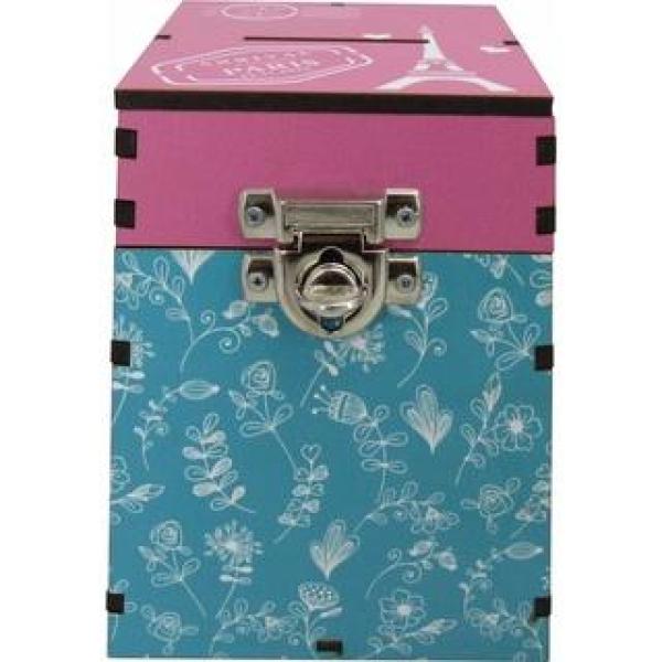 Cofre urna adesivado Modelo Azul e rosa Mdf