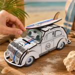 Cofrinho Dinheiro MDF Fusca 53 Com Prancha Porta Moedas Infantil Decorativo Presente Criativo