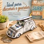 Cofrinho Dinheiro MDF Fusca 53 Com Prancha Porta Moedas Infantil Decorativo Presente Criativo
