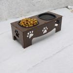 Comedouro Pet Dulplo Para Cães Gatos Cachorro Preto  31x13x11