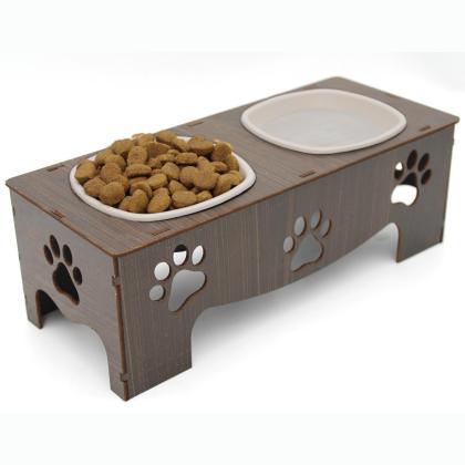 Comedouro Pet Dulplo Para Cães Gatos Cachorro Branco 31x13x11cm