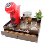 Cômoda bandeja Porta Máquina e Porta Cápsulas 1 Gaveta Café Dolce Gusto - Nogueira