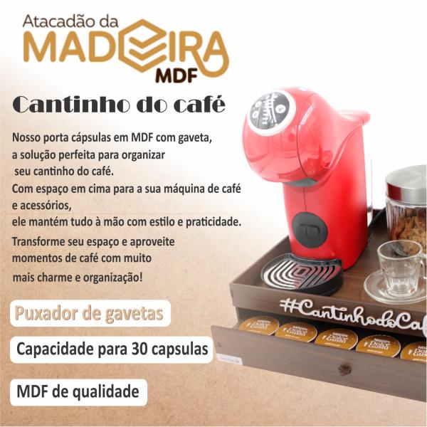 Cômoda bandeja Porta Máquina e Porta Cápsulas 1 Gaveta Café Dolce Gusto - Nogueira