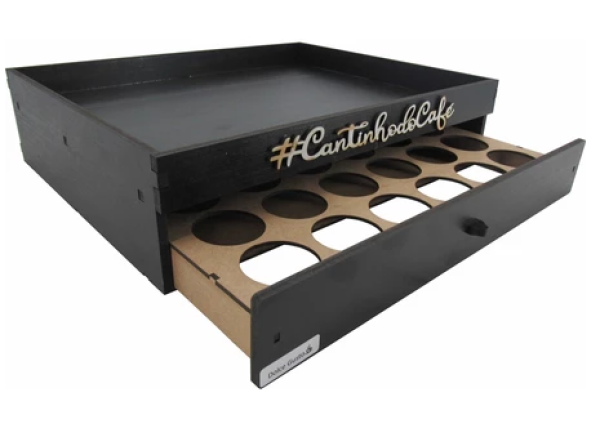 Cômoda bandeja Porta Máquina e Porta Cápsulas 1 Gaveta Café Dolce Gusto - Preto