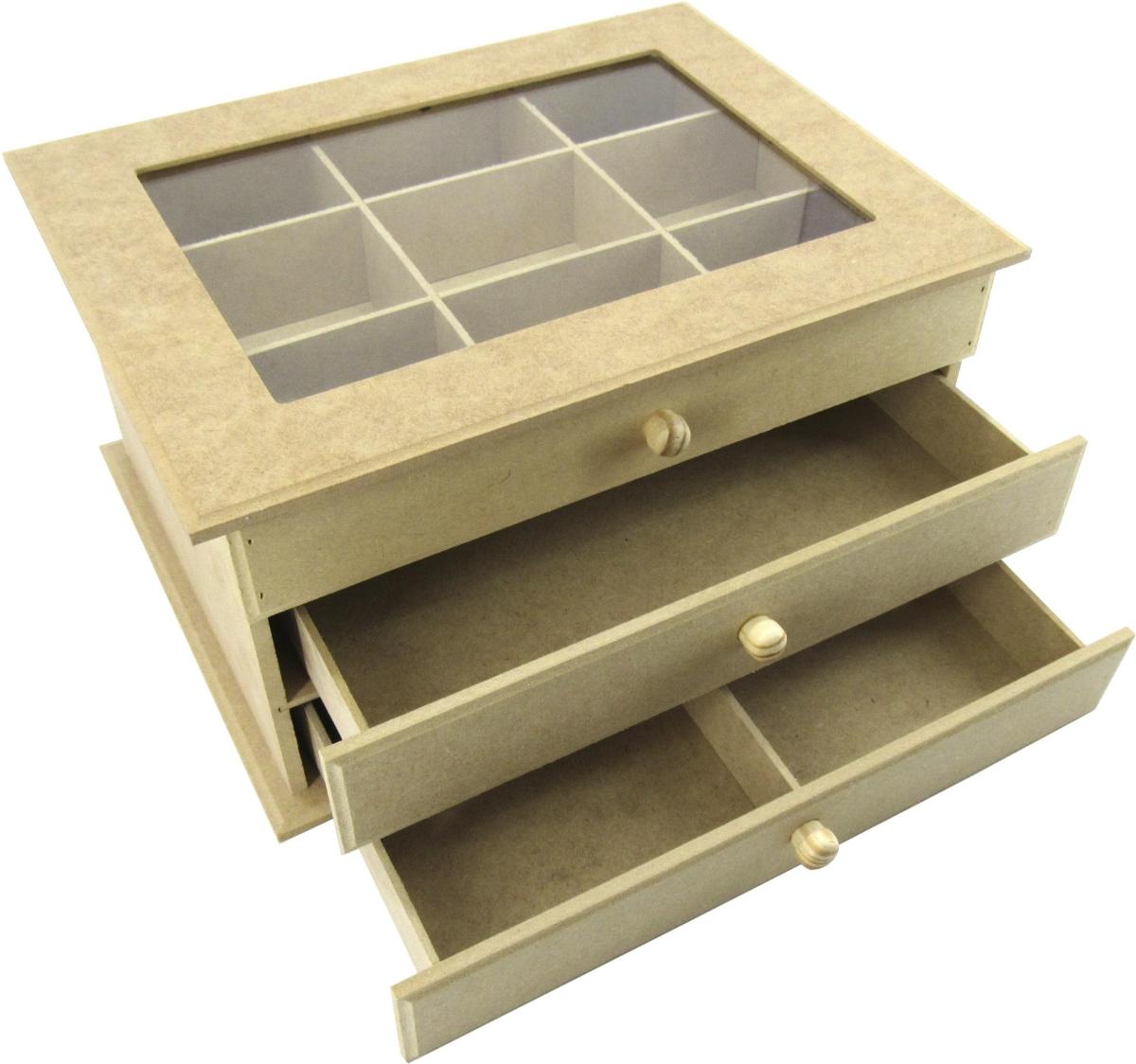 Cômoda Biju 03 Gav. C/ Vidro 31X24X15,5CM Mdf Crú