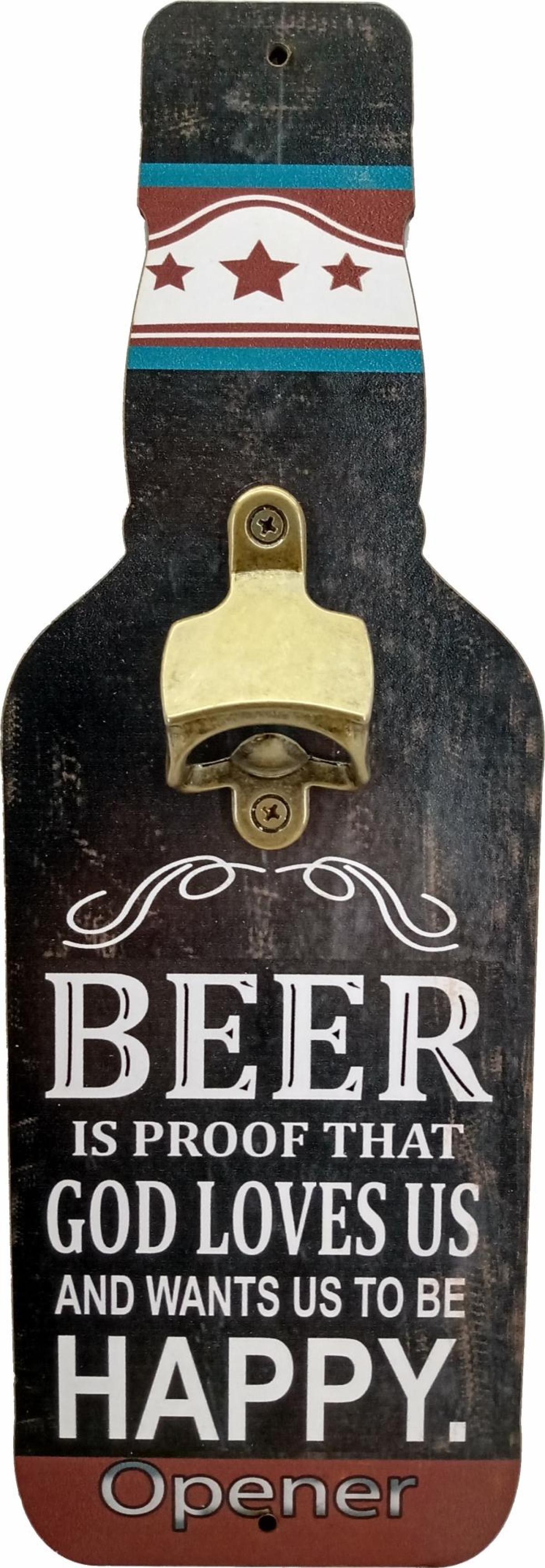Abridor Para Parede Garrafa Beer Preta Simples Mdf