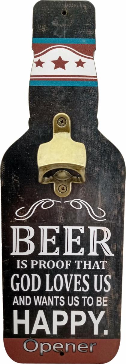Abridor Para Parede Garrafa Beer Preta Simples Mdf