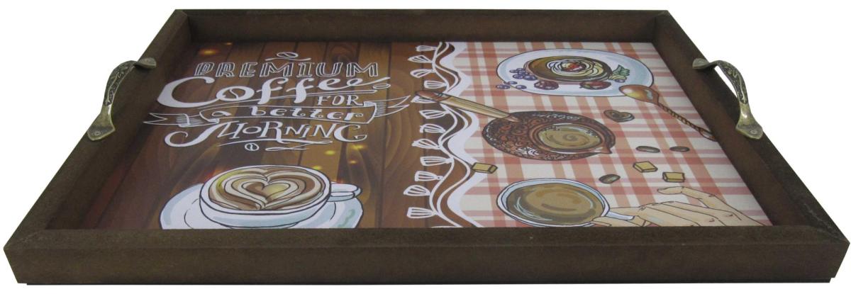 BANDEJA AD. PREMIUM COFFE  ALÇA METAL 44X32X3CM