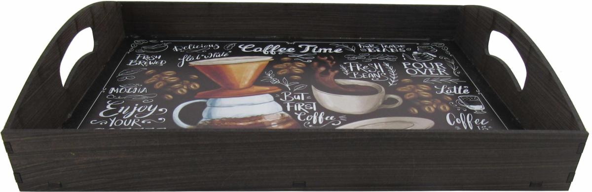 BANDEJA PINTADA COFFE TIME  28X21X4CM