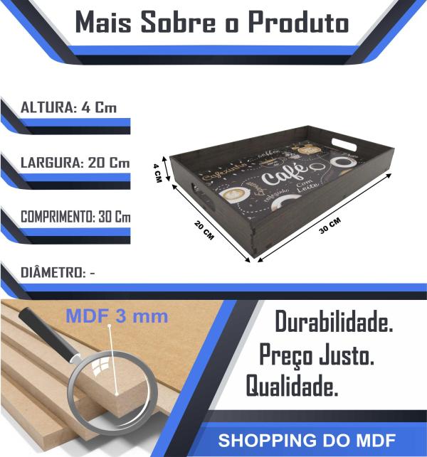 BANDEJA PINTADA CAFÉ  COM LEITE 28X21X4CM