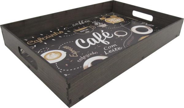 BANDEJA PINTADA CAFÉ  COM LEITE 28X21X4CM