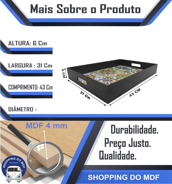 BANDEJA RETA AZULEJO GRANDE 43,5X31,5X6CM