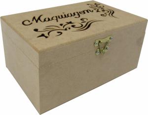 CAIXA MAQUIAGEM DOBRAD. 20X13X9CM MDF CRÚ