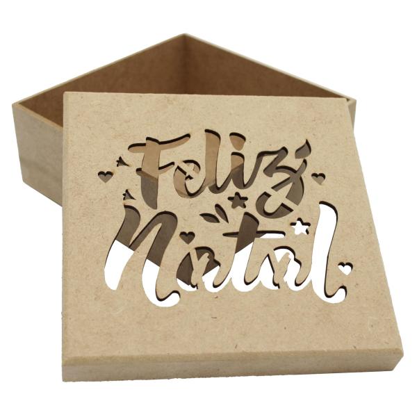 Caixa Feliz Natal 16X16X6CM