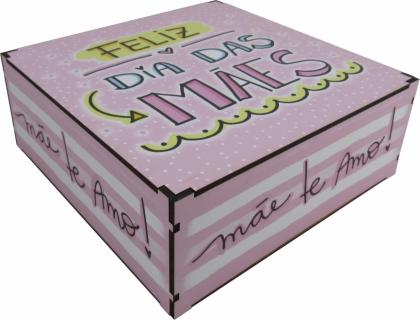 Caixa Organizadora Feliz Dia Das Mães  26x26x10cm  Mdf 