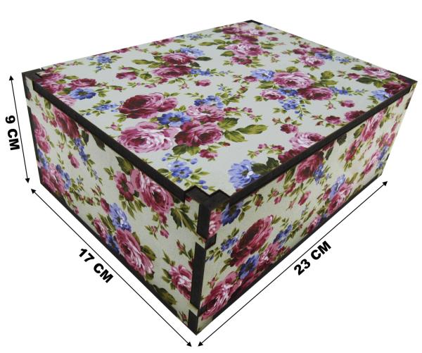 Caixa Organizadora Floral   23X17X9cm Mdf 