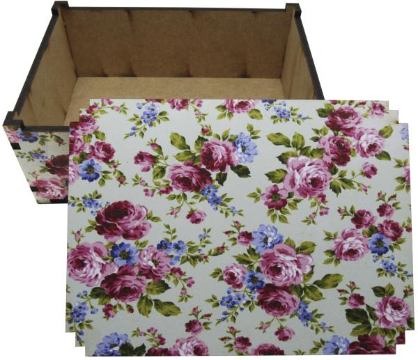 Caixa Organizadora Floral   23X17X9cm Mdf 