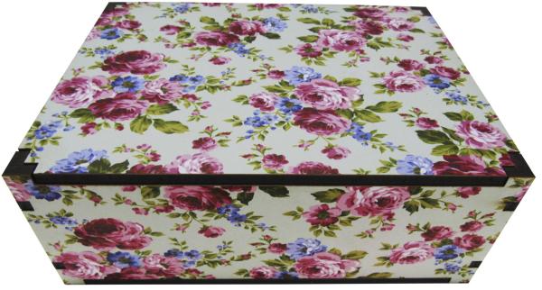 Caixa Organizadora Floral   23X17X9cm Mdf 