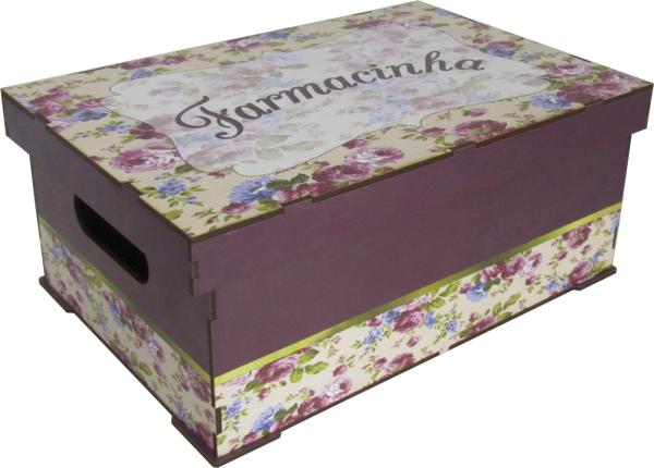 Caixa Organizadora Farmacinha Floral 30x20x12,5 mdf 