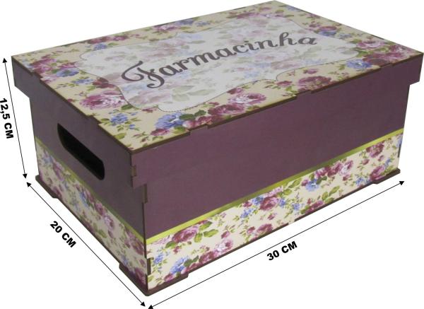 Caixa Organizadora Farmacinha Floral 30x20x12,5 mdf 