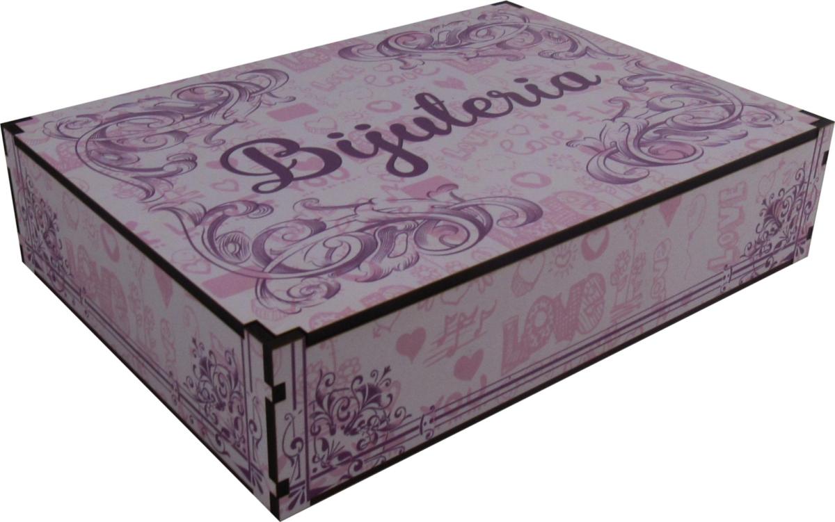 Caixa Organizadora Bijuterias Rosa 29x21x6,5cm mdf 