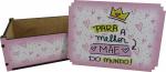Caixa Organizadora Para a Melhor Mãe do Mundo Coraçãozinho 23X17X9cm Mdf 
