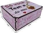 Caixa Organizadora Chave Coração Rosa 23X17X9cm Mdf 