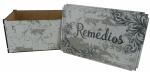Caixa Organizadora Remédios Cinza e Verde 30x20x14cm Mdf 