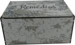 Caixa Organizadora Remédios Cinza e Verde 30x20x14cm Mdf 